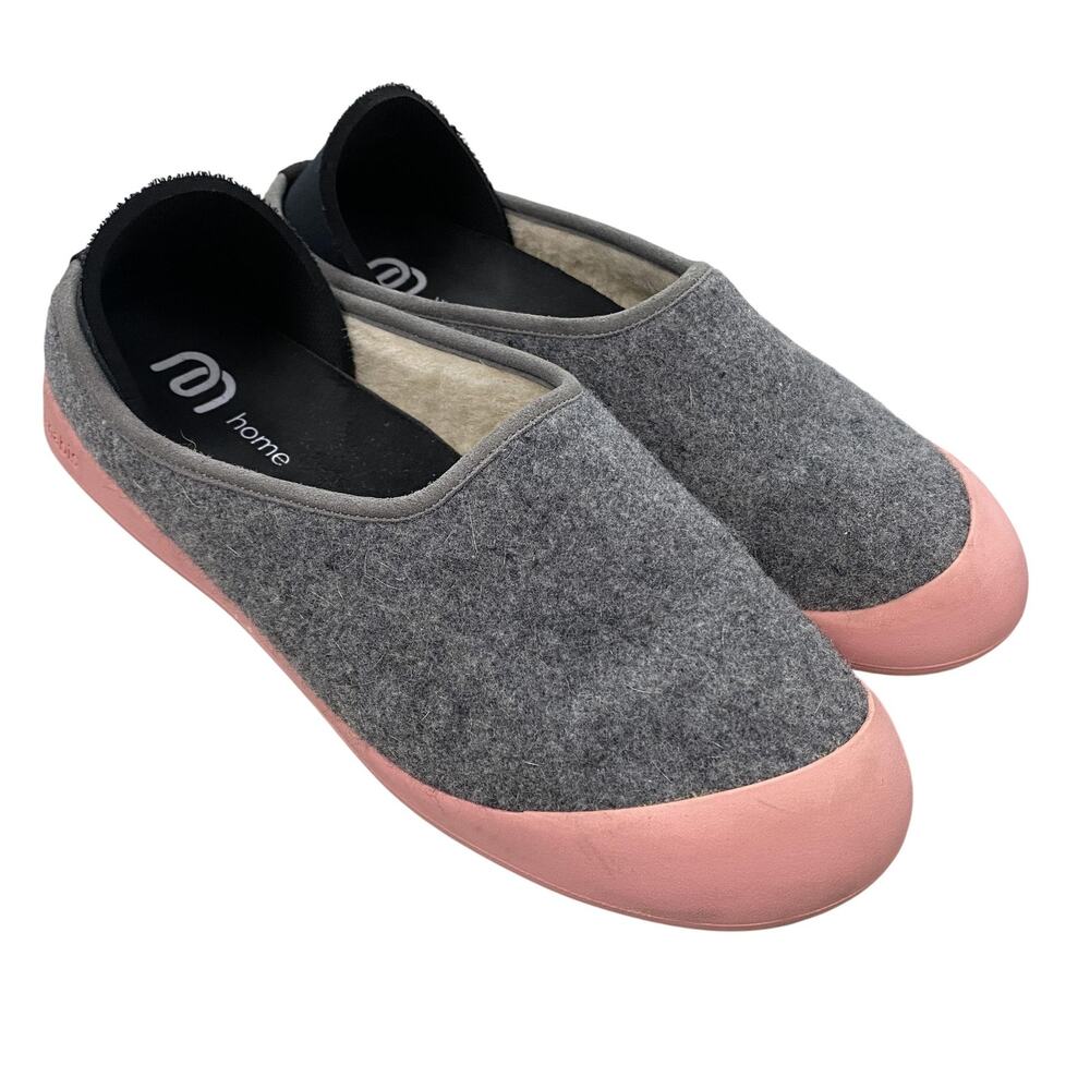 Mahabis Curve Slippers Womens 8.5-9 / 40 Gray Pink‎ Wool House Shoe Shearling